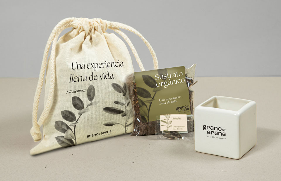 Kit siembra con matera cerámica en bolsa