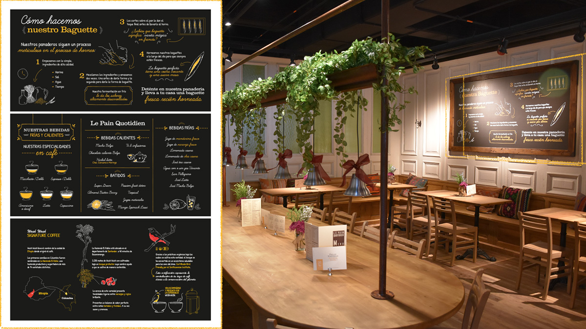 Aplicación de manual de marca en comunicación gráfica en retail y redes sociales para apertura en Colombia - Le Pain Quotidien