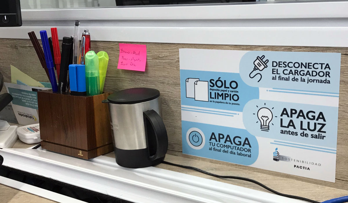 Diseño de  señalización de buenas prácticas ambientales y consumo responsable - Pactia