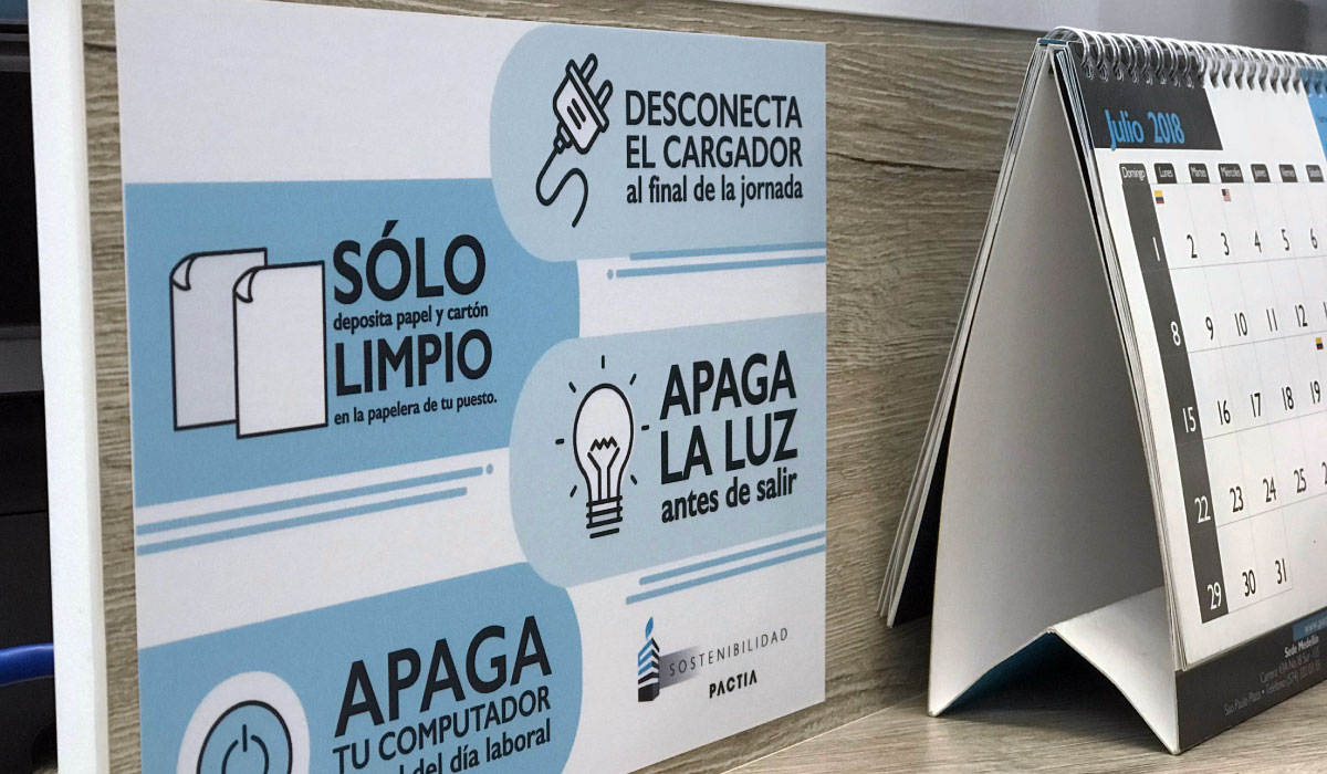 Diseño de  señalización de buenas prácticas ambientales y consumo responsable - Pactia