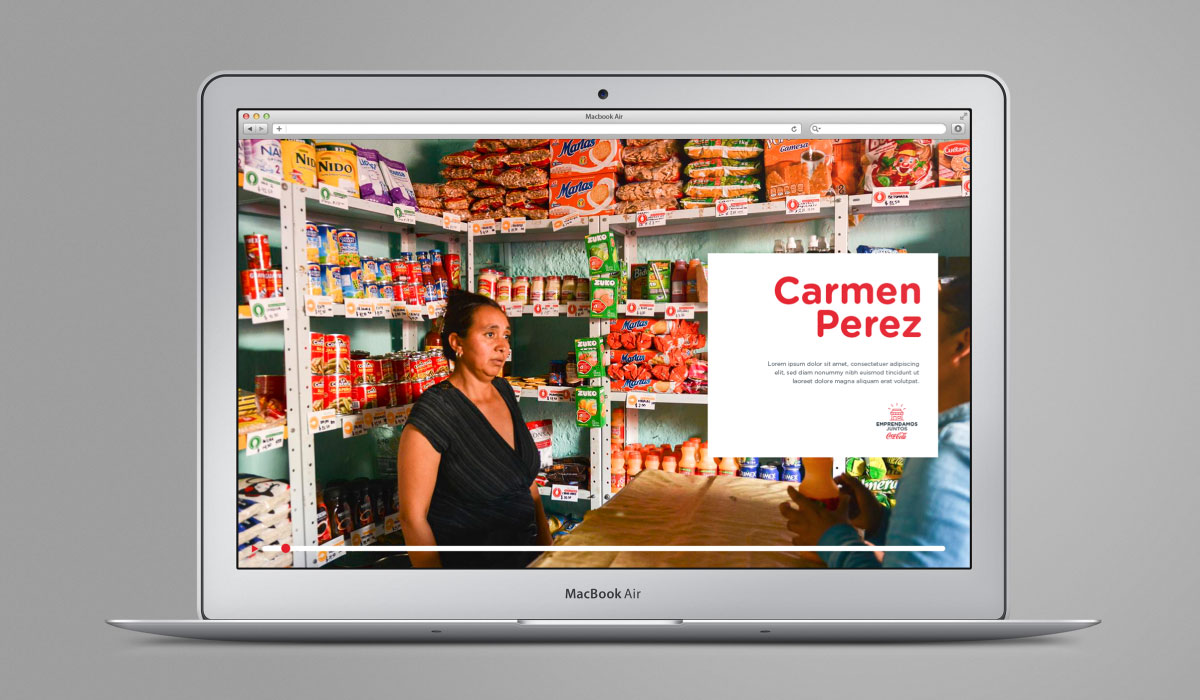 Concepto creativo, diseño gráfico, Cursos virtuales, videos y animaciones para la implementación de  Programa regional de capacitación a tenderas - Coca Cola Company