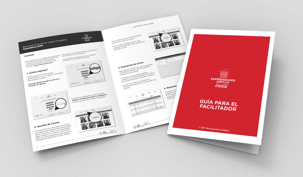 Concepto creativo, diseño gráfico, Cursos virtuales, videos y animaciones para la implementación de  Programa regional de capacitación a tenderas - Coca Cola Company