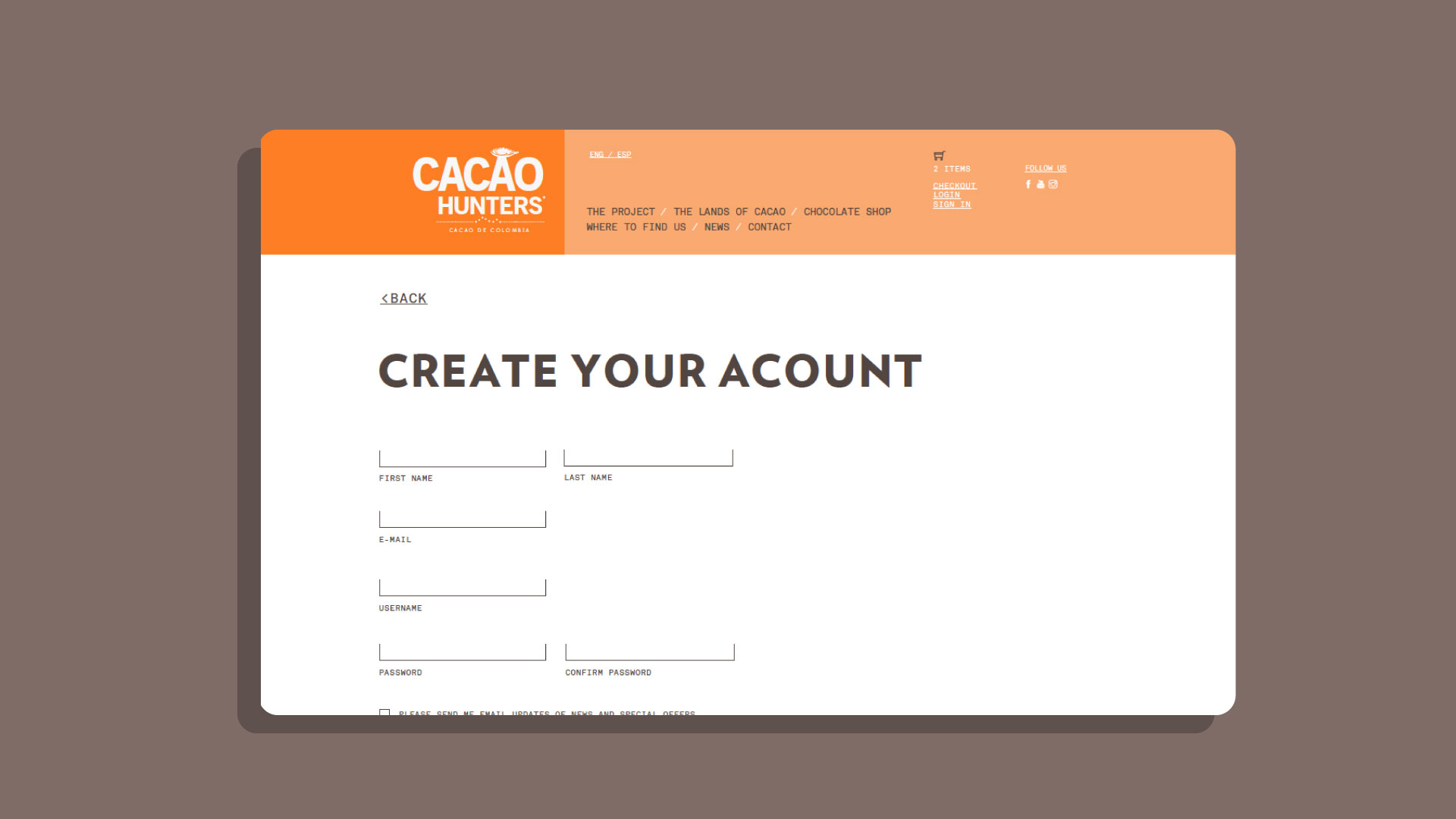 Página web - Cacao Hunters