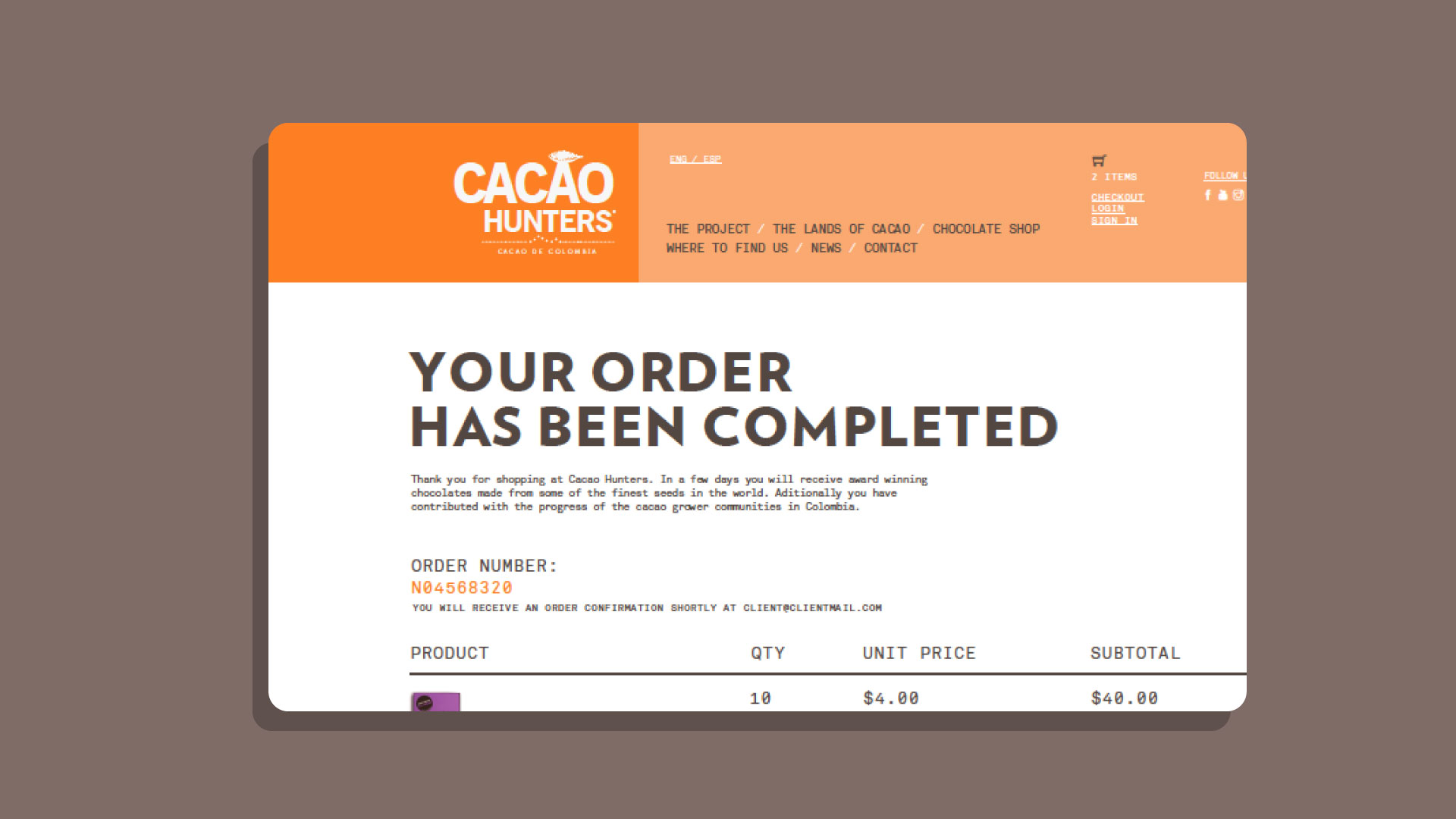 Página web - Cacao Hunters