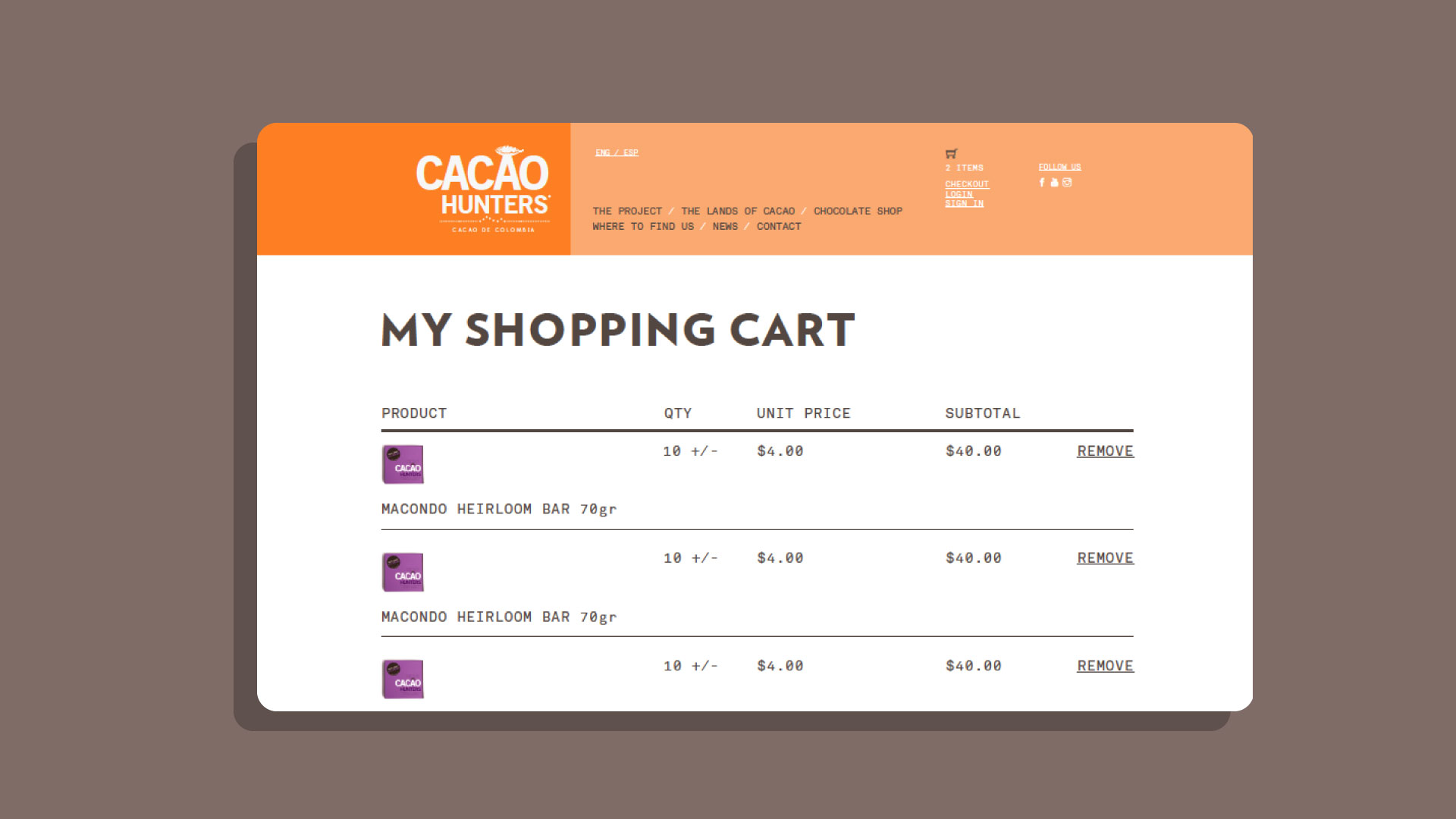 Página web - Cacao Hunters