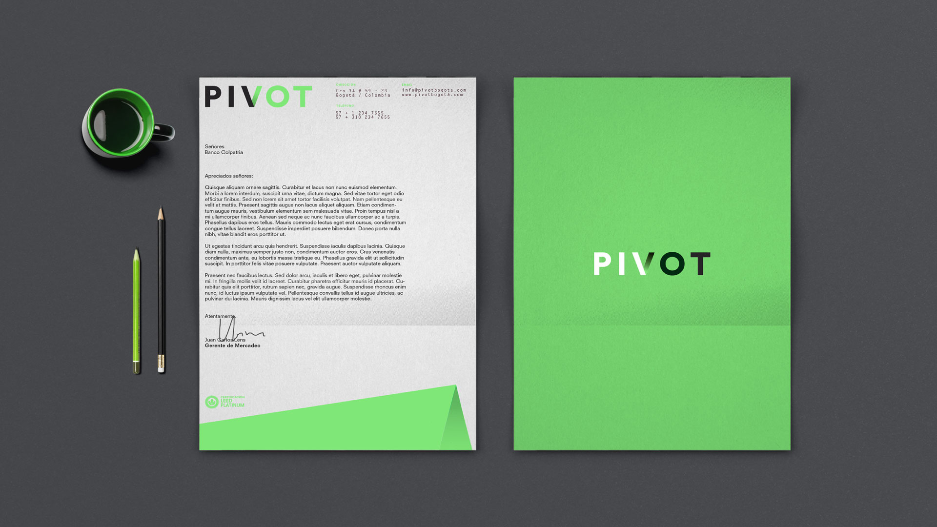 Diseño  para propuesta de identidad para proyecto inmobiliario Pivot - Terranum