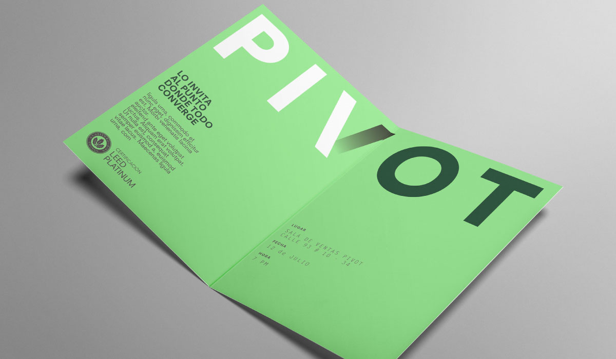Diseño  para propuesta de identidad para proyecto inmobiliario Pivot - Terranum
