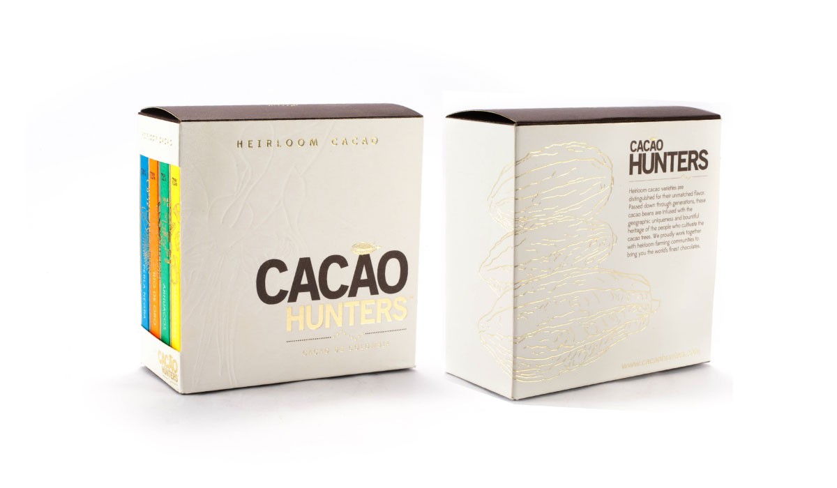 Diseño de marca, empaques, stands, página web - Cacao Hunters
