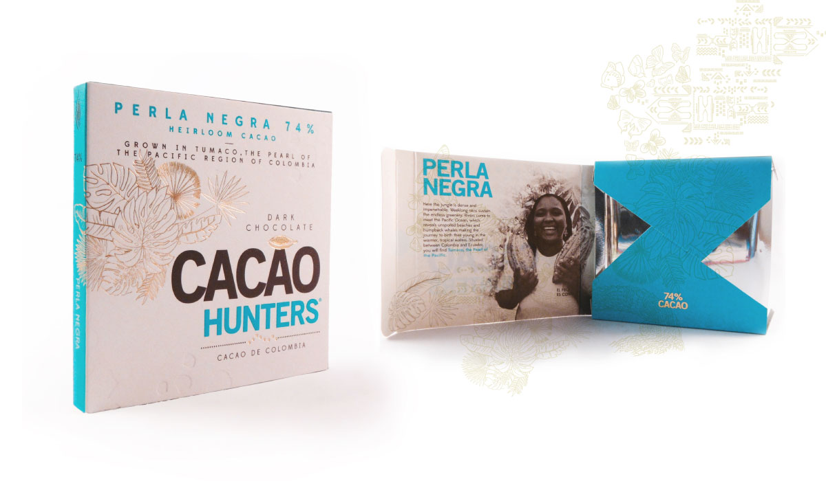 Diseño de marca, empaques, stands, página web - Cacao Hunters