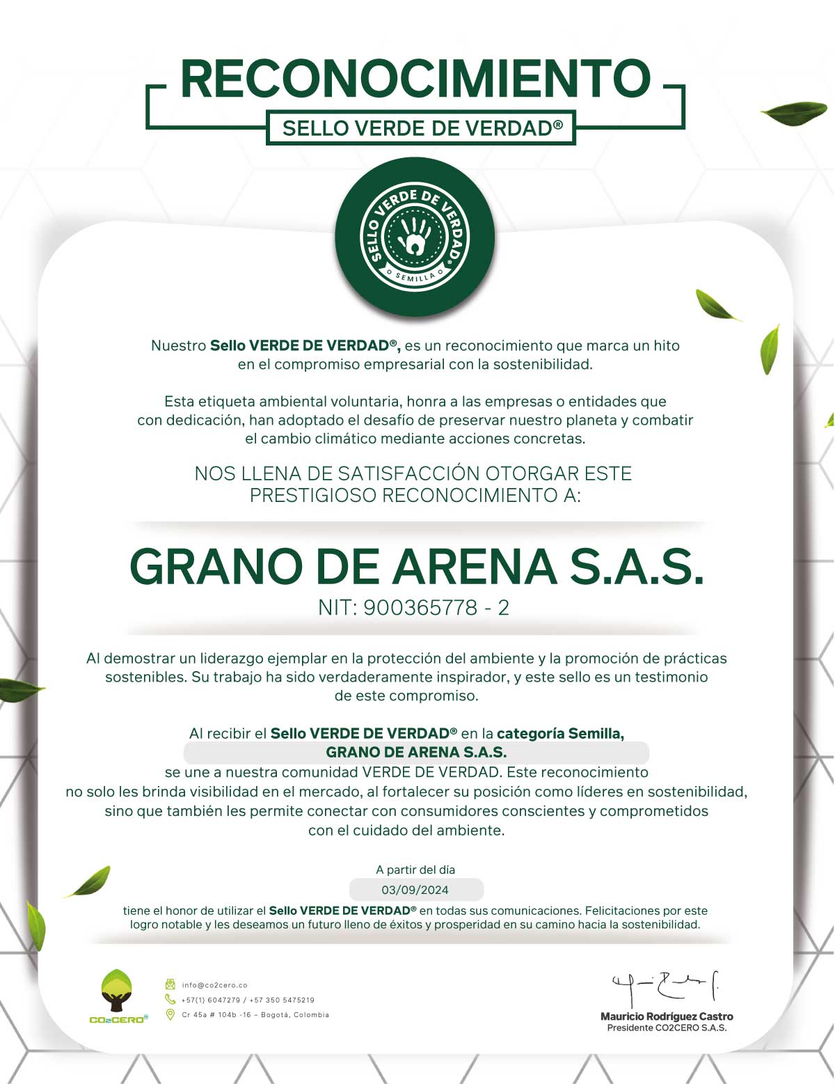 SELLO VERDE DE VERDAD